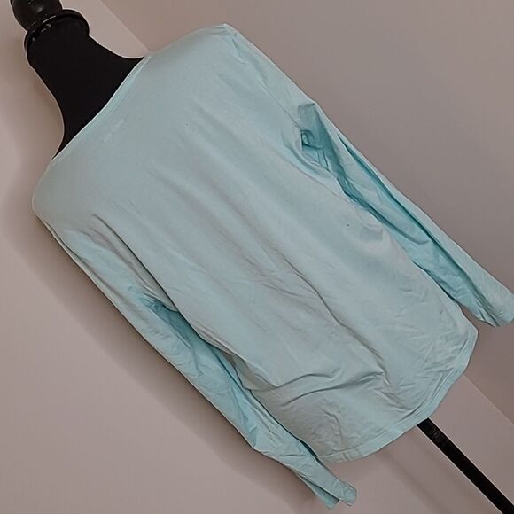 Lands End sz L sequined Santa Cow on light blue longsleeved T - Picture 3 of 8